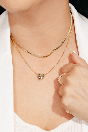 Layered Chain Heart Pendant Necklace