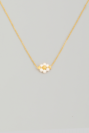 Beaded Flower Charm Necklace