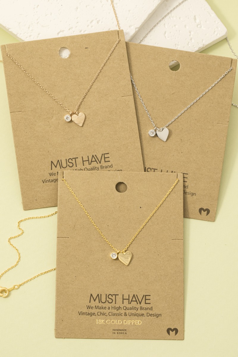 Gold Dipped Heart And Stud Charm Necklace