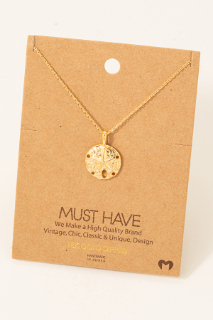 Gold Dipped Starfish Coin Pendant Necklace
