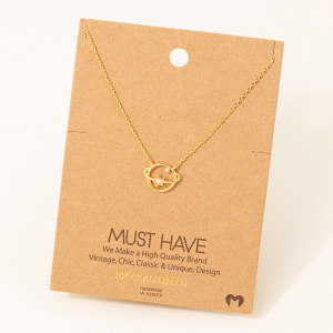 Gold Dipped Studded Star Orbit Pendant Necklace