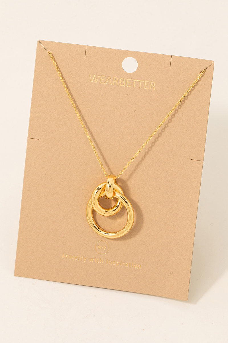 Linked Tube Hoop Pendant Necklace
