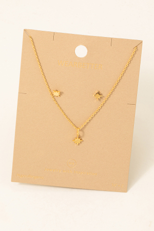 North Star Stud Earrings And Pendant Necklace Set