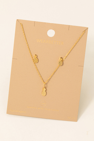 Pineapple Stud Earrings And Pendant Necklace Set