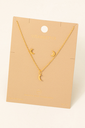 Crescent Moon Pendant Necklace Set