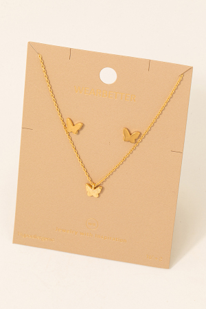 Mini Butterfly Pendant Necklace Set