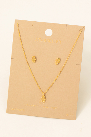 Hamsa Hand Pendant Necklace Set