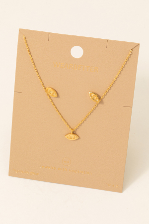 Eye Stud Earrings And Pendant Necklace Set