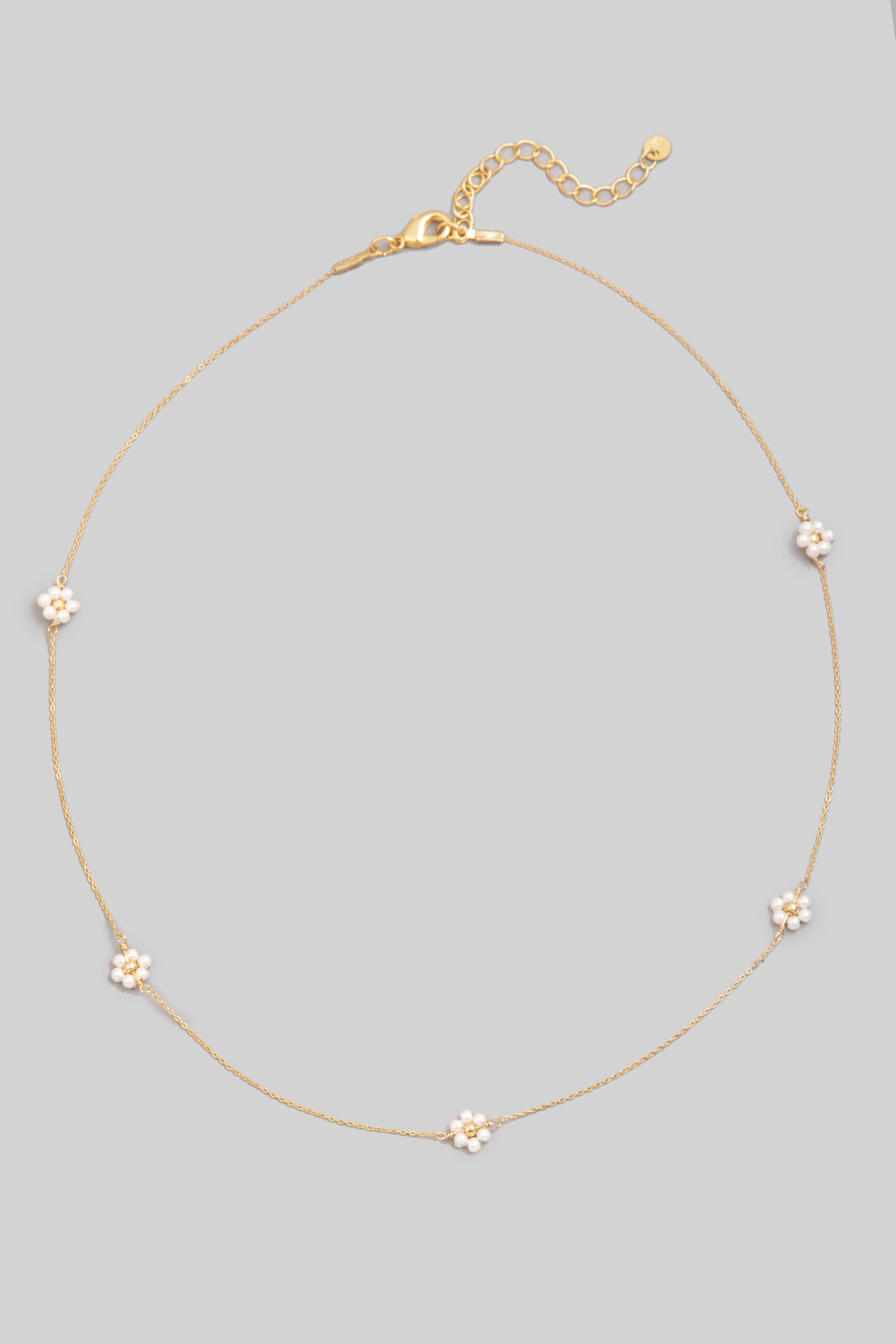 Dainty Beaded Flower Charm Necklace