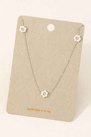 Dainty Beaded Flower Charm Necklace