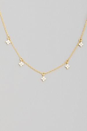 Pave Clover Charms Chain Necklace