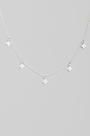 Pave Clover Charms Chain Necklace