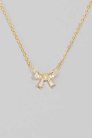Cz Pave Ribbon Pendant Necklace