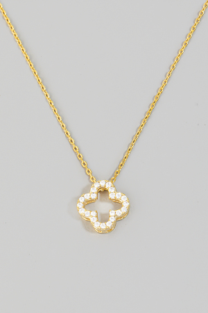 Dainty Chain Pave Clover Pendant Necklace