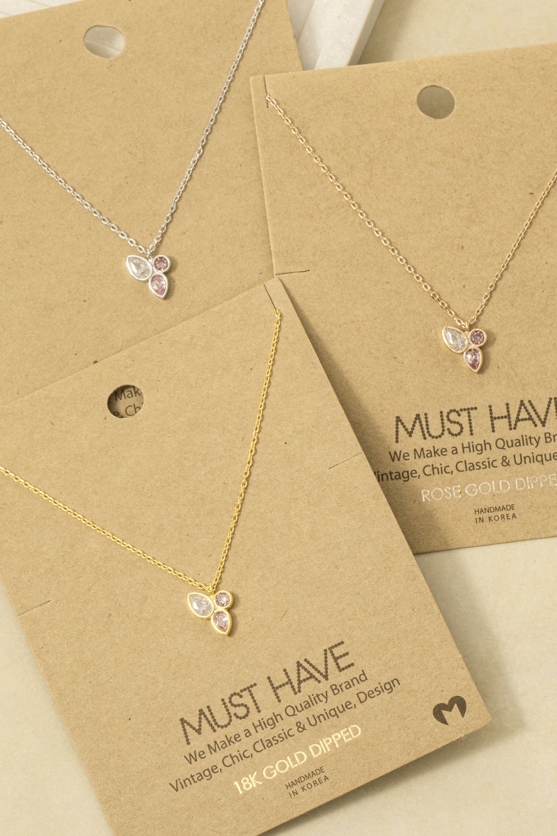 Gold Dipped Cz Studs Pendant Necklace
