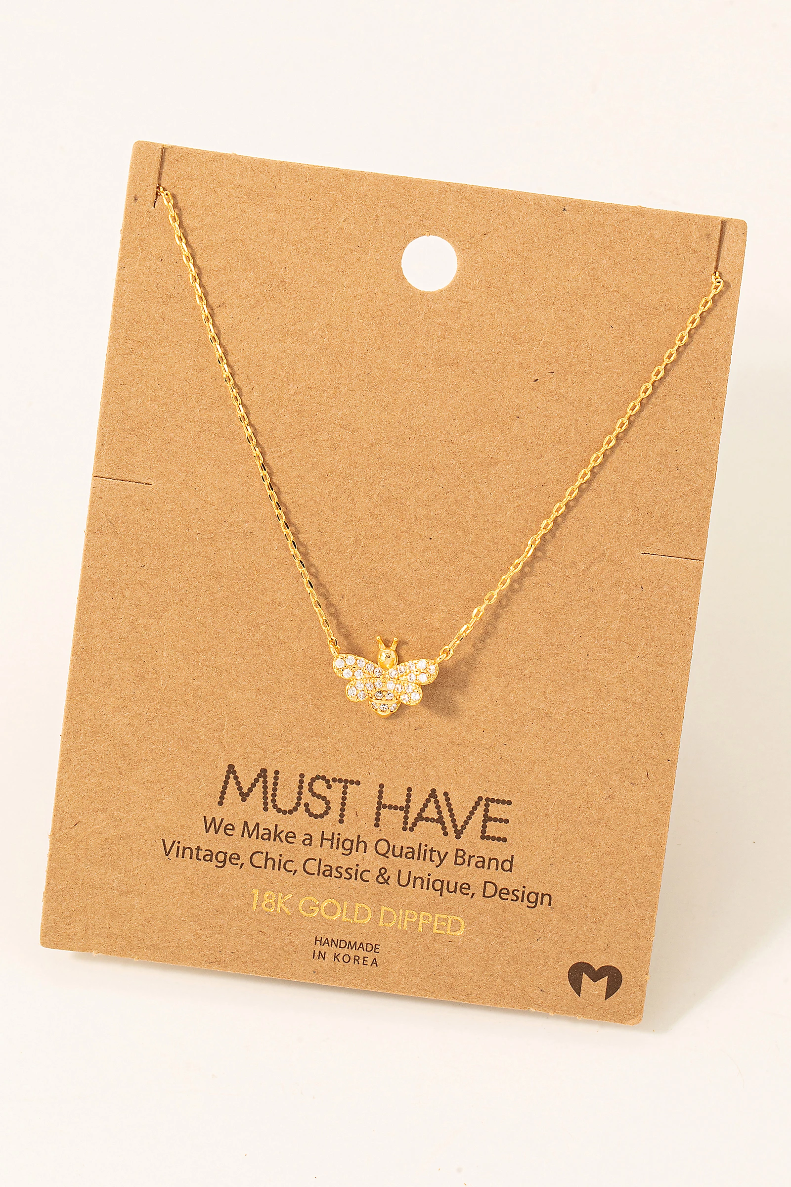 Pave Bee Pendant Necklace