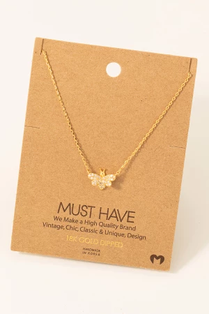 Pave Bee Pendant Necklace