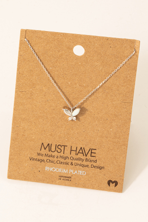 Gold Dipped Studded Butterfly Pendant Necklace