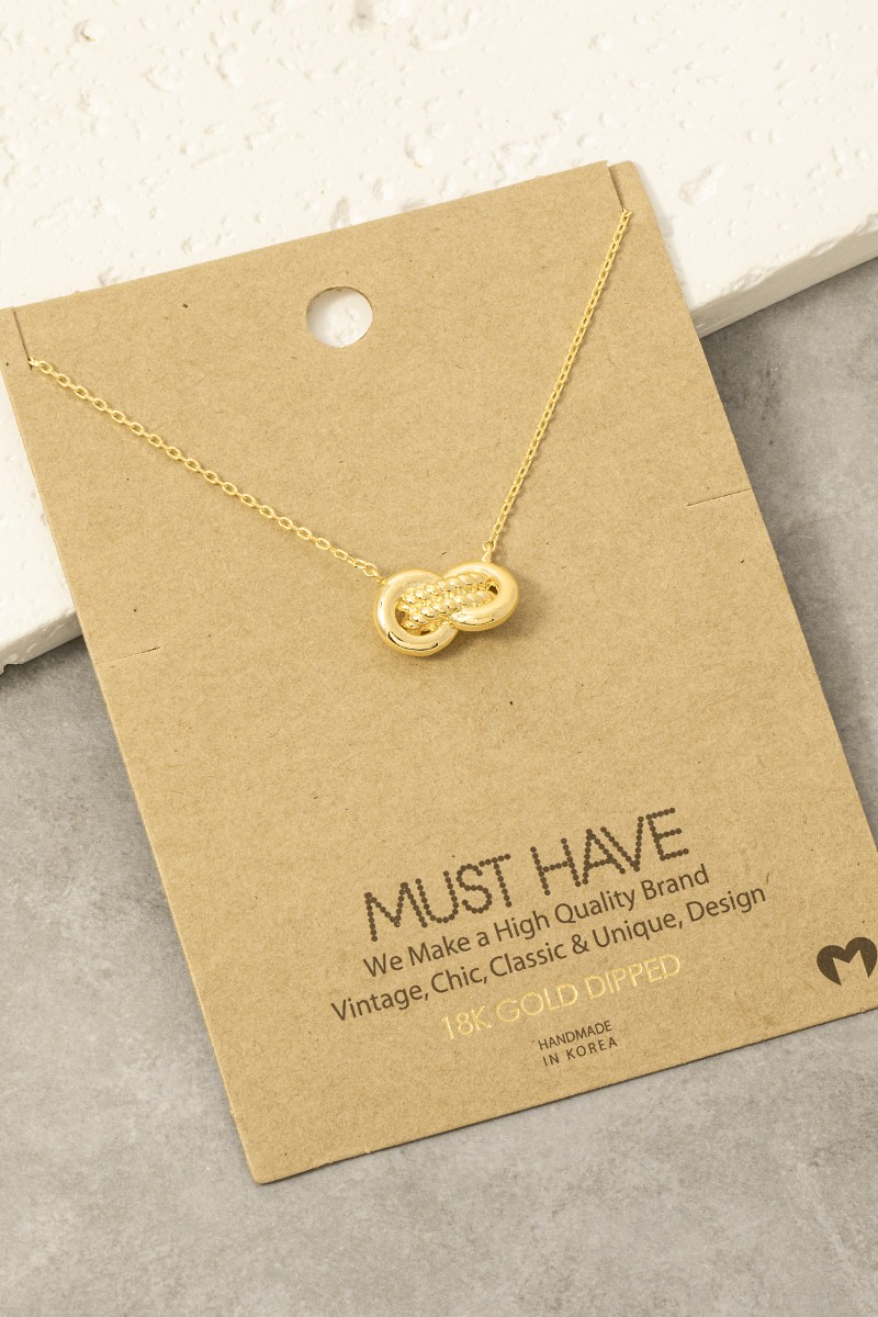 Gold Dipped Linked Hoop Charm Necklace