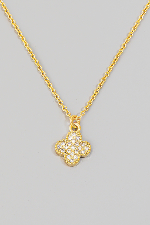 Cubic Zirconia Pave Clover Pendant Necklace