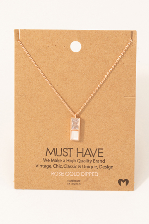 Gold Dipped Double Cz Gem Pendant Necklace