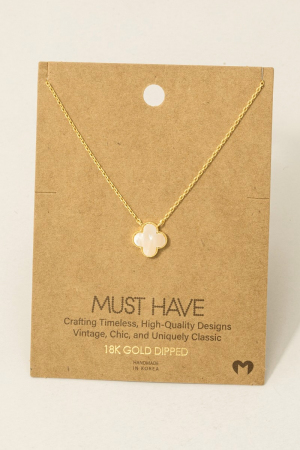 Gold Dipped Mother Of Pearl Clover Pendant Necklace
