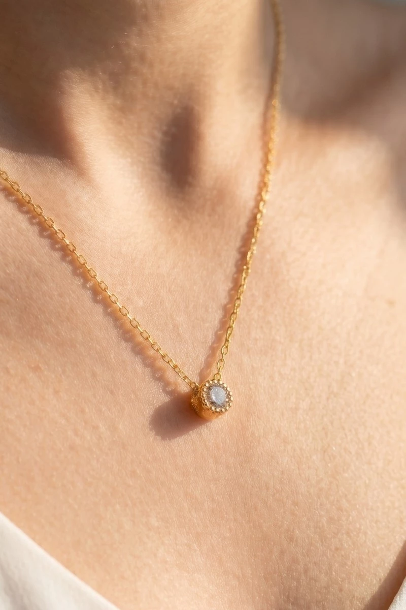 Gold Dipped Mini Cz Pendant Necklace