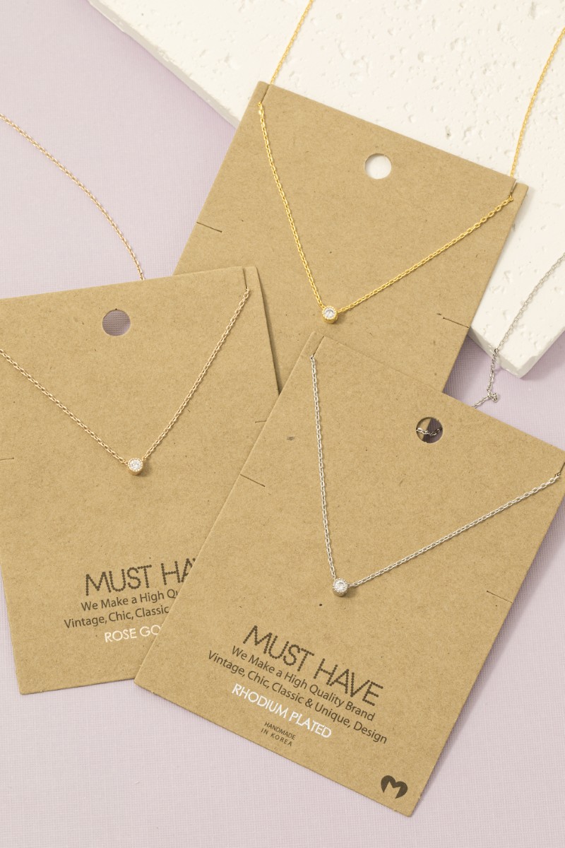 Gold Dipped Mini Cz Pendant Necklace