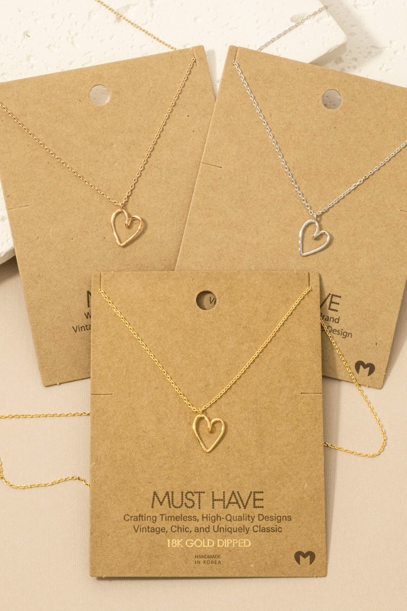 Gold Dipped Wire Heart Pendant Necklace
