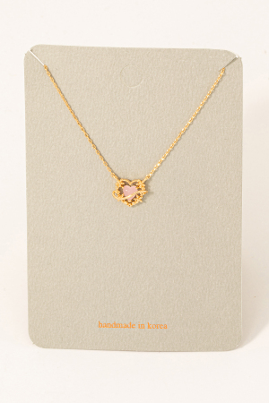 Intricate Opal Heart Pendant Necklace