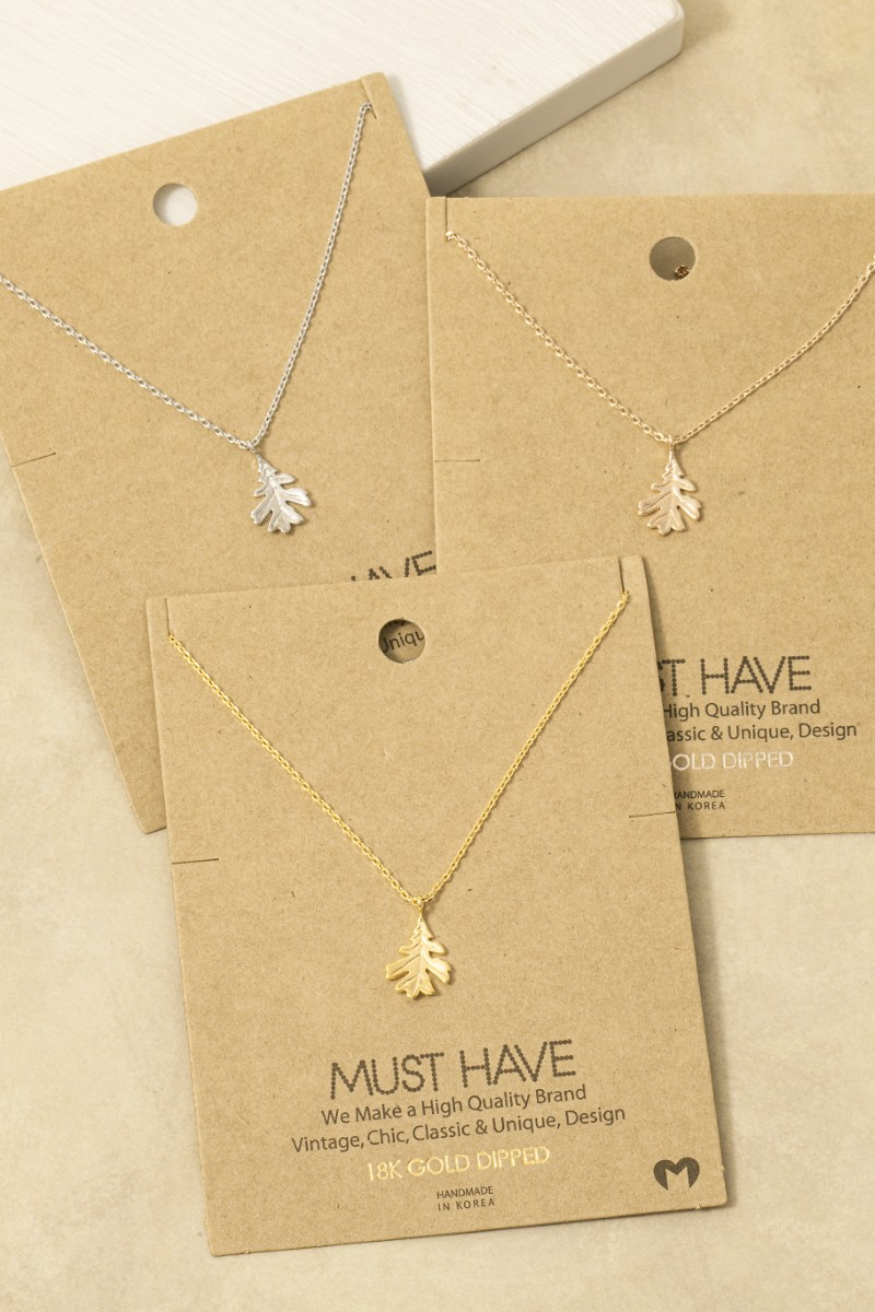 Gold Dipped Maple Pendant Necklace