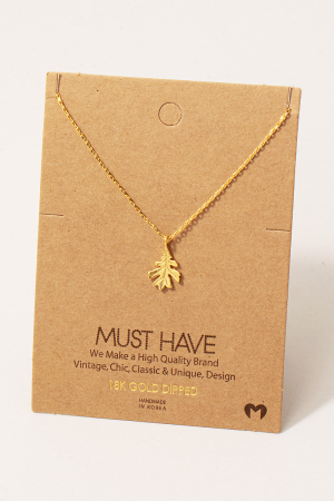 Gold Dipped Maple Pendant Necklace