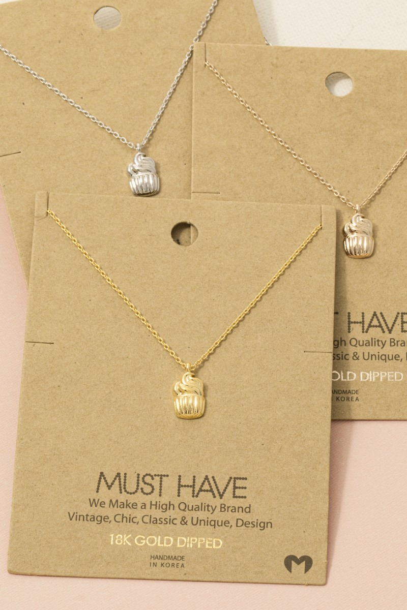 Gold Dipped Cupcake Pendant Necklace