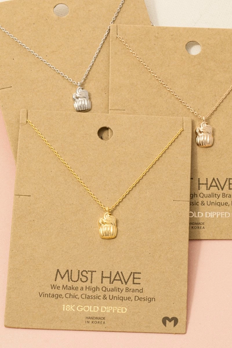 Gold Dipped Cupcake Pendant Necklace