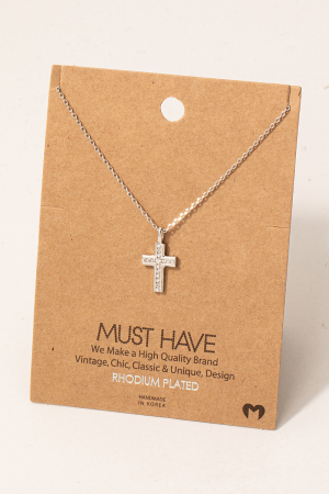Rhinestone Line Cross Pendant Necklace