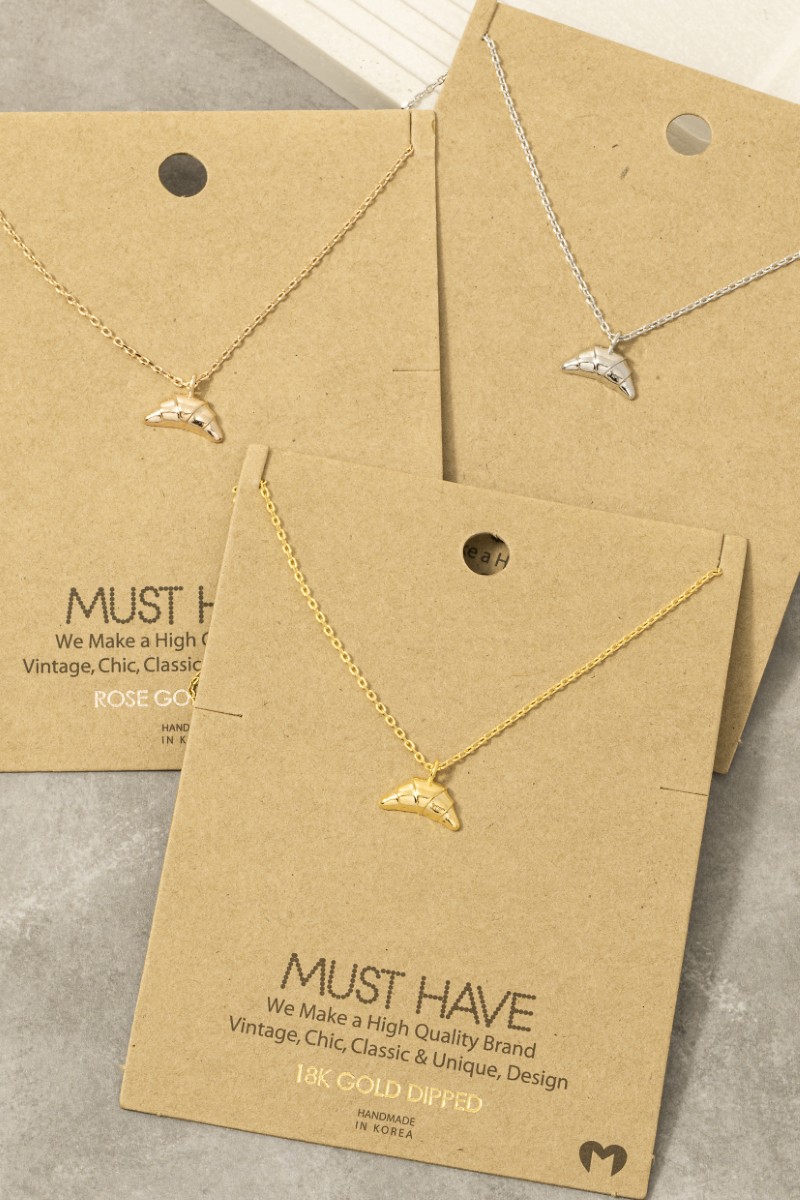 Gold Dipped Croissant Pendant Necklace