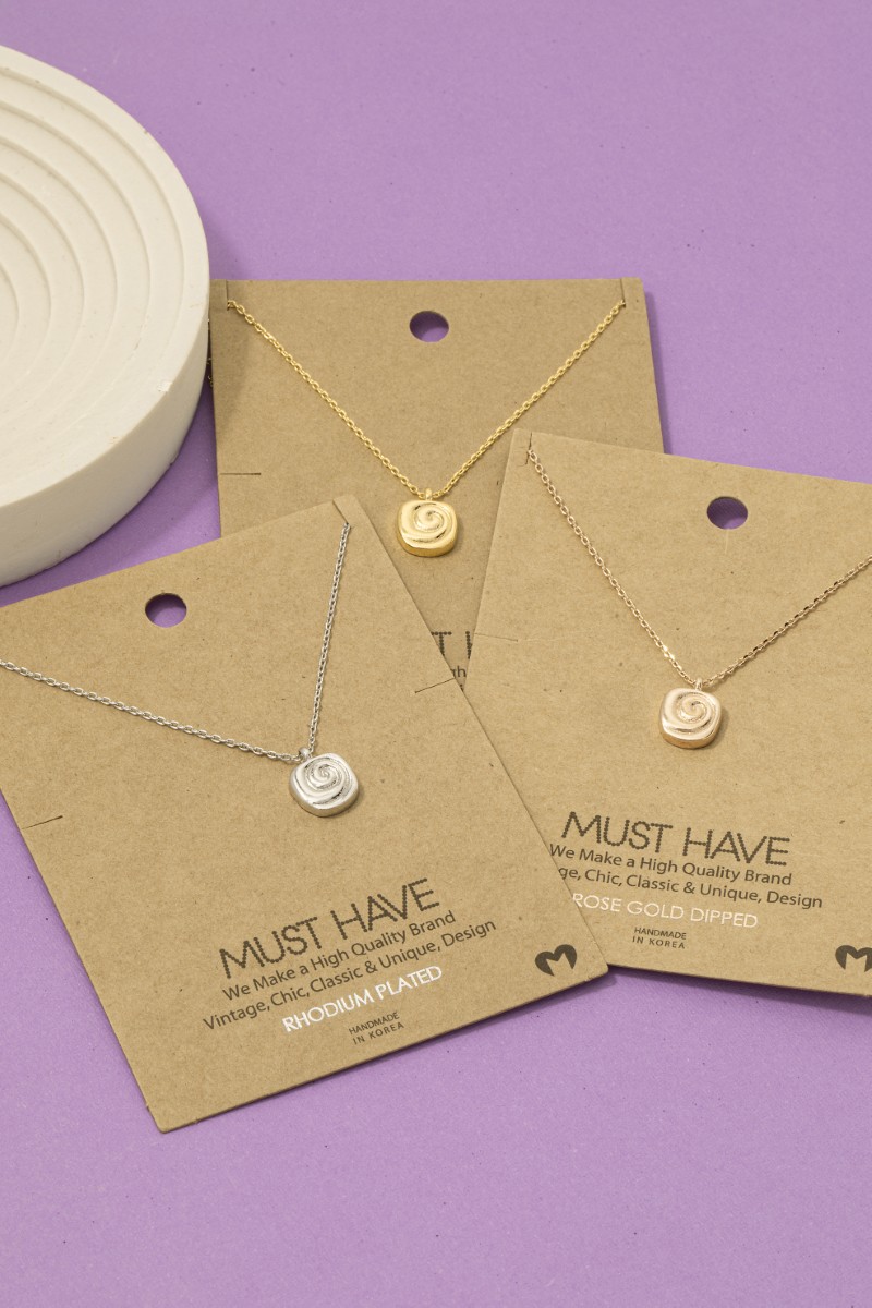 Gold Dipped Cinnamon Roll Pendant Necklace