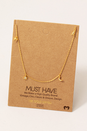 Gold Dipped Space Themed Charms Necklace