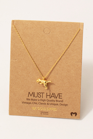 Gold Dipped T-Rex Dinosaur Pendant Necklace
