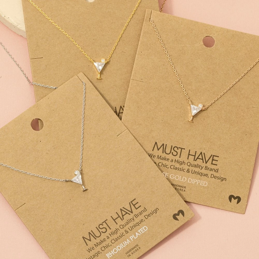 Gold Dipped Cz Cocktail Pendant Necklace