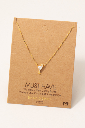 Gold Dipped Cz Cocktail Pendant Necklace