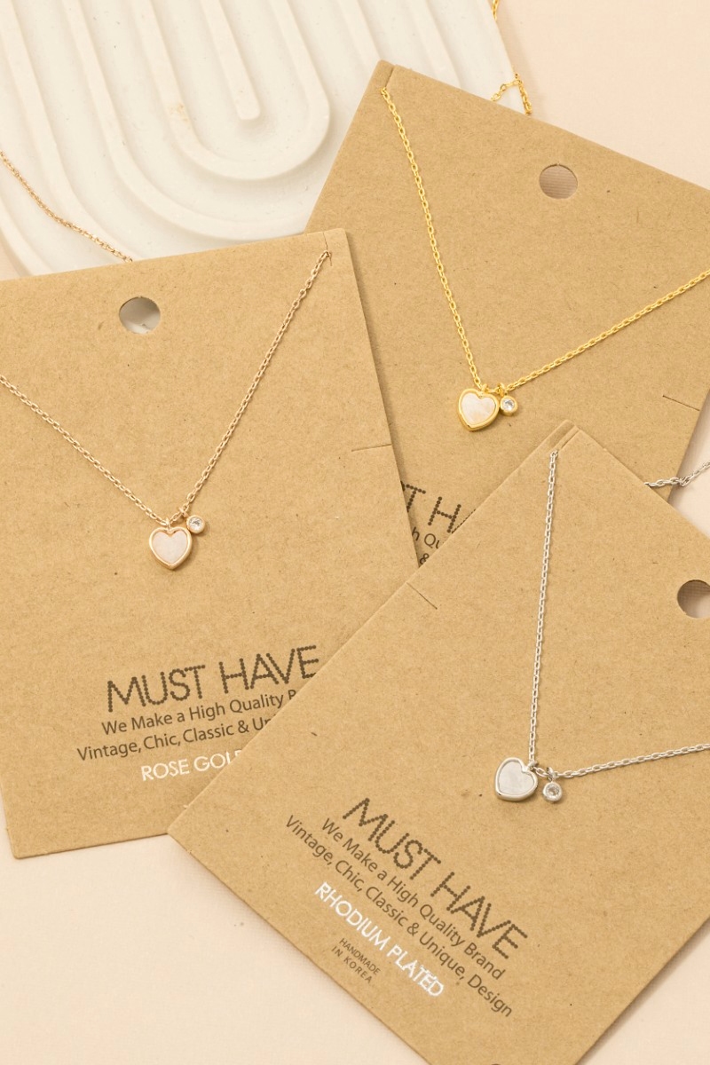 Gold Dipped Gemstone Heart Pendant Necklace