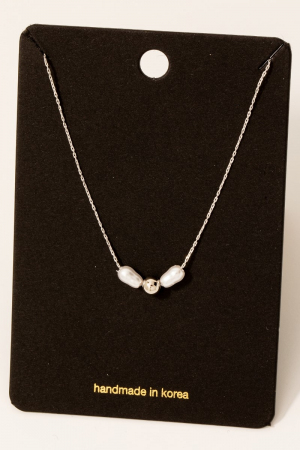 Pearl And Metallic Bead Charms Chain Necklace