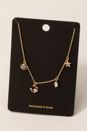 Mixed Space Themed Charms Necklace