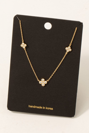 Cz Clover Charms Chain Necklace