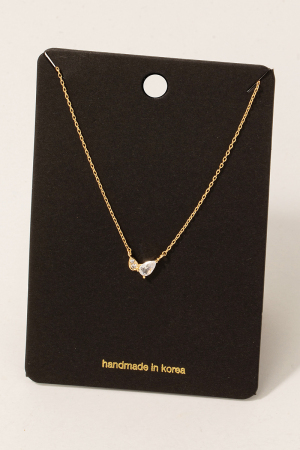 Cz Double Tear Pendant Chain Necklace