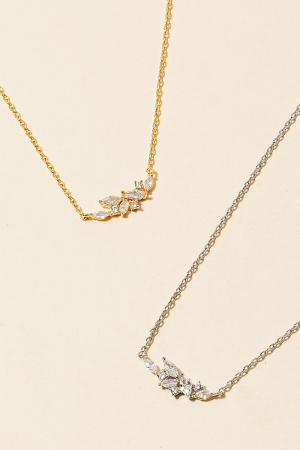 Cz Cluster Bar Pendant Necklace