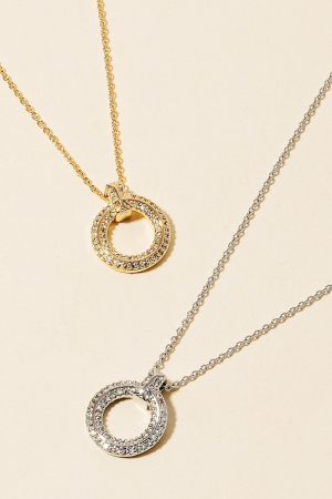 Cz Pave Hoop Pendant Necklace