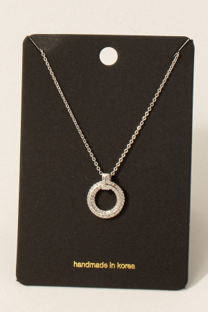 Cz Pave Hoop Pendant Necklace
