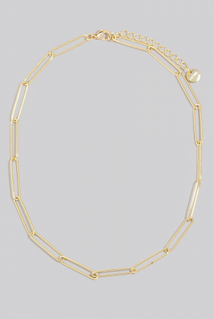 Dainty Metallic Oval Classic Chain Necklace